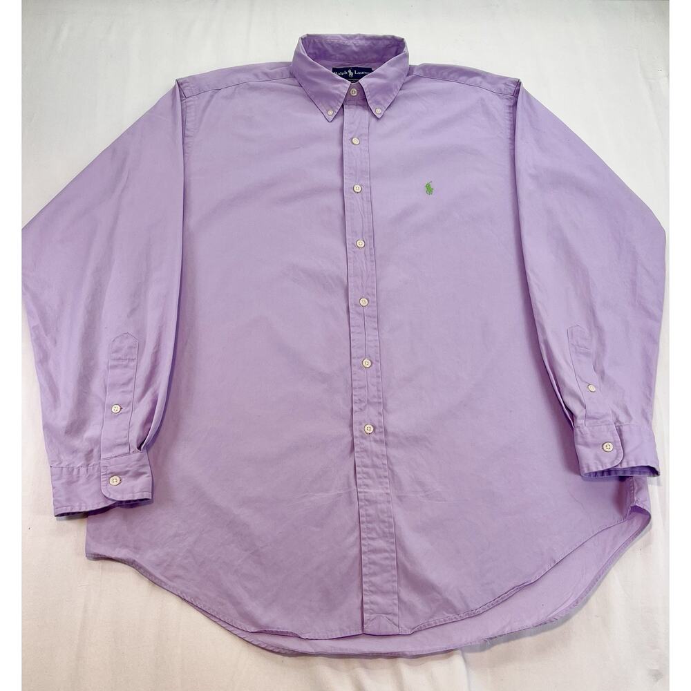 Ralph Lauren Classic Fit Button Down Shirt Purple Mens Size L Pony Logo Cotton